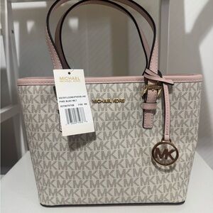 NWT Michael Kors Extra Small Crystal Convertible Zip Top Tote Powder Blush